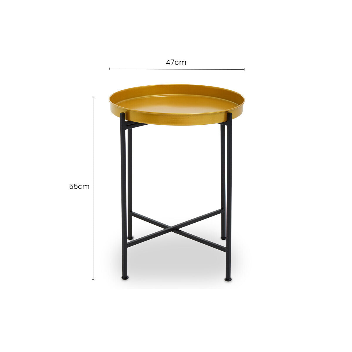 Brass and Black Finish Small Tray Side Table
