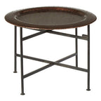 Copper and Black Finish Side Table with Textured Tray Top