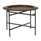 Copper and Black Finish Side Table with Textured Tray Top