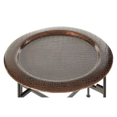 Copper and Black Finish Side Table with Textured Tray Top