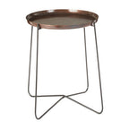 Copper and Black Finish Tall Side Table with Textured Top