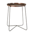 Copper and Black Finish Tall Side Table with Textured Top