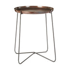 Copper and Black Finish Tall Side Table with Textured Top