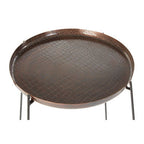 Copper and Black Finish Tall Side Table with Textured Top