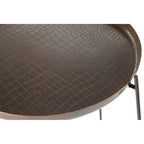 Copper and Black Finish Tall Side Table with Textured Top