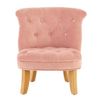 Pink Velvet Kids Chair with Rolled Back