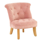 Pink Velvet Kids Chair with Rolled Back