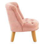 Pink Velvet Kids Chair with Rolled Back