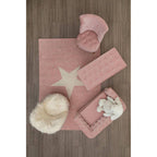Pink Velvet Kids Chair with Rolled Back