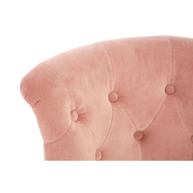 Pink Velvet Kids Chair with Rolled Back