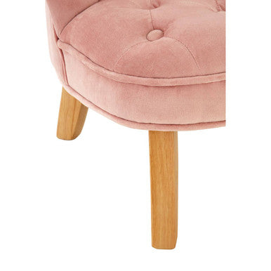 Pink Velvet Kids Chair with Rolled Back