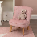 Pink Velvet Kids Chair with Rolled Back