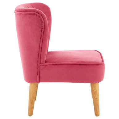 Pink Velvet Kids Chair with Channel Tufting