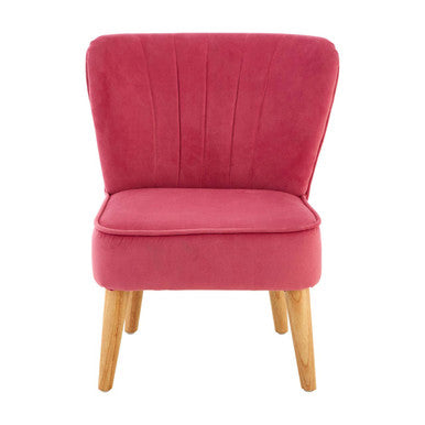 Pink Velvet Kids Chair with Channel Tufting