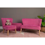 Pink Velvet Kids Chair with Channel Tufting