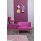 Pink Velvet Kids Chair with Channel Tufting