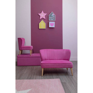 Pink Velvet Kids Chair with Channel Tufting