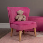 Pink Velvet Kids Chair with Channel Tufting