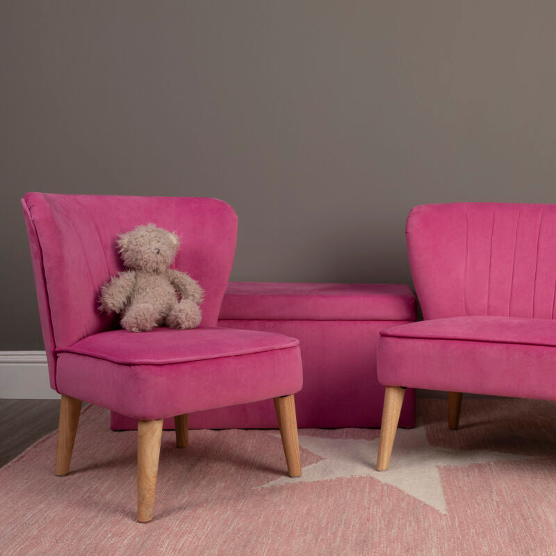Pink Velvet Kids Ottoman