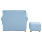 Blue and White Stripe Rocking Chair with Footstool