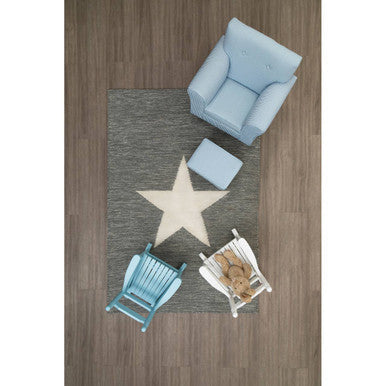 Blue and White Stripe Rocking Chair with Footstool