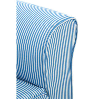 Blue and White Stripe Rocking Chair with Footstool