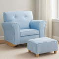 Blue and White Stripe Rocking Chair with Footstool