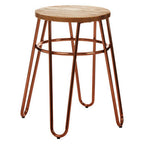 Wooden Stool with Rose Gold Finish Hairpin Legs