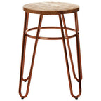 Wooden Stool with Rose Gold Finish Hairpin Legs