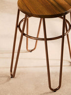 Wooden Stool with Rose Gold Finish Hairpin Legs