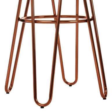 Wooden Stool with Rose Gold Finish Hairpin Legs