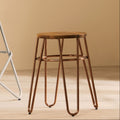 Wooden Stool with Rose Gold Finish Hairpin Legs
