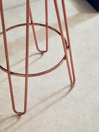 Black Faux Fur Bar Stool with Rose Gold Hairpin Legs