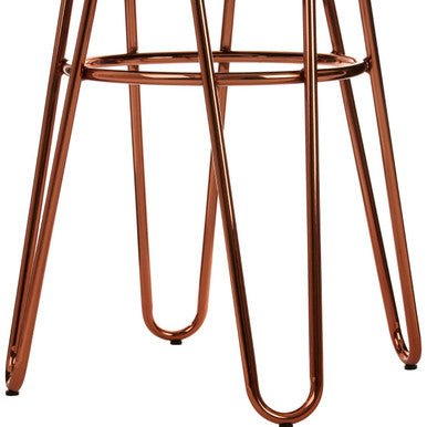 Black Faux Fur Bar Stool with Rose Gold Hairpin Legs