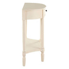 Ivory Wooden Half Moon 1 Drawer Console Table with Lower Shelf
