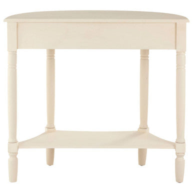 Ivory Wooden Half Moon 1 Drawer Console Table with Lower Shelf