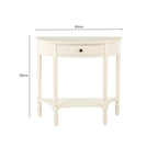Ivory Wooden Half Moon 1 Drawer Console Table with Lower Shelf
