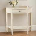 Ivory Wooden Half Moon 1 Drawer Console Table with Lower Shelf
