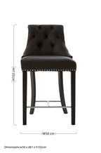 Buttoned Black Faux Leather Bar Chair