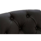 Buttoned Black Faux Leather Bar Chair