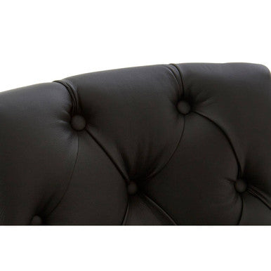 Buttoned Black Faux Leather Bar Chair