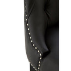 Buttoned Black Faux Leather Bar Chair