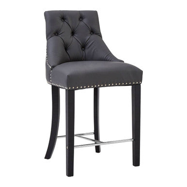 Grey Faux Leather Bar Chair