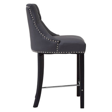 Grey Faux Leather Bar Chair