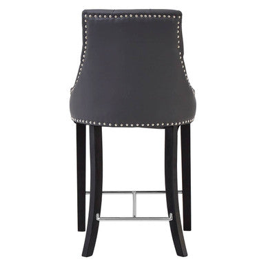 Grey Faux Leather Bar Chair