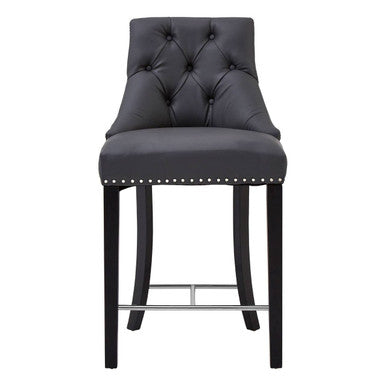 Grey Faux Leather Bar Chair
