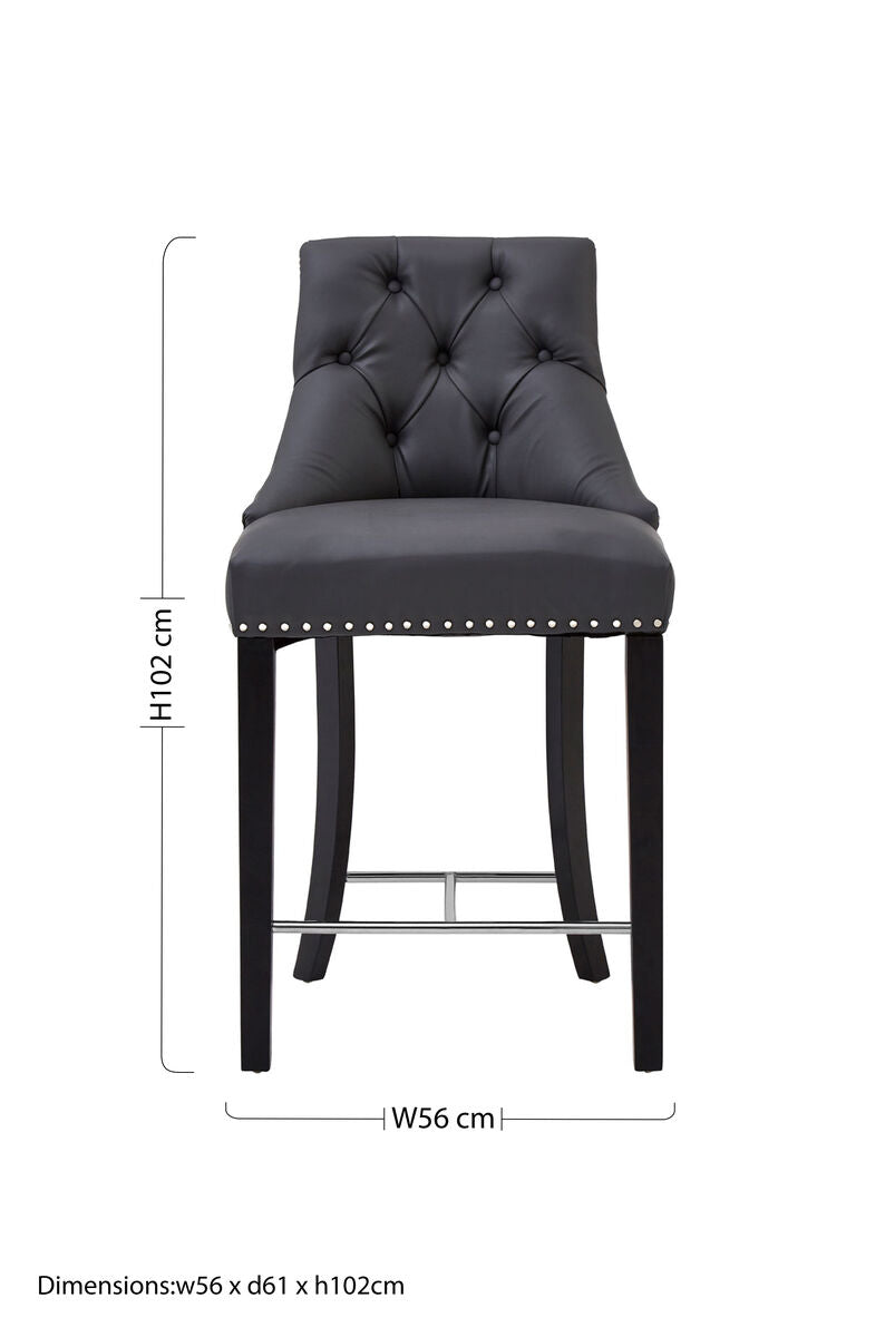 Grey Faux Leather Bar Chair