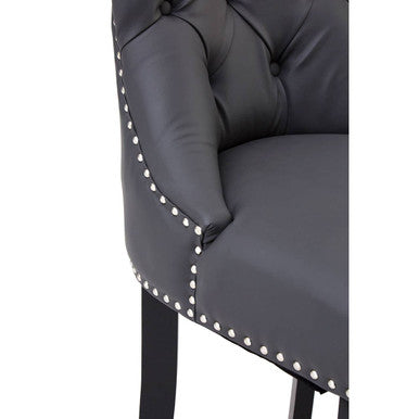 Grey Faux Leather Bar Chair