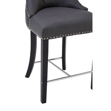 Grey Faux Leather Bar Chair
