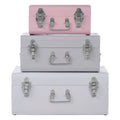 Set of Three Assorted Pink and Grey Storage Trunks
